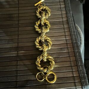 Chunky Gold Tone Link Chain Bracelet Large Statement Jewelry